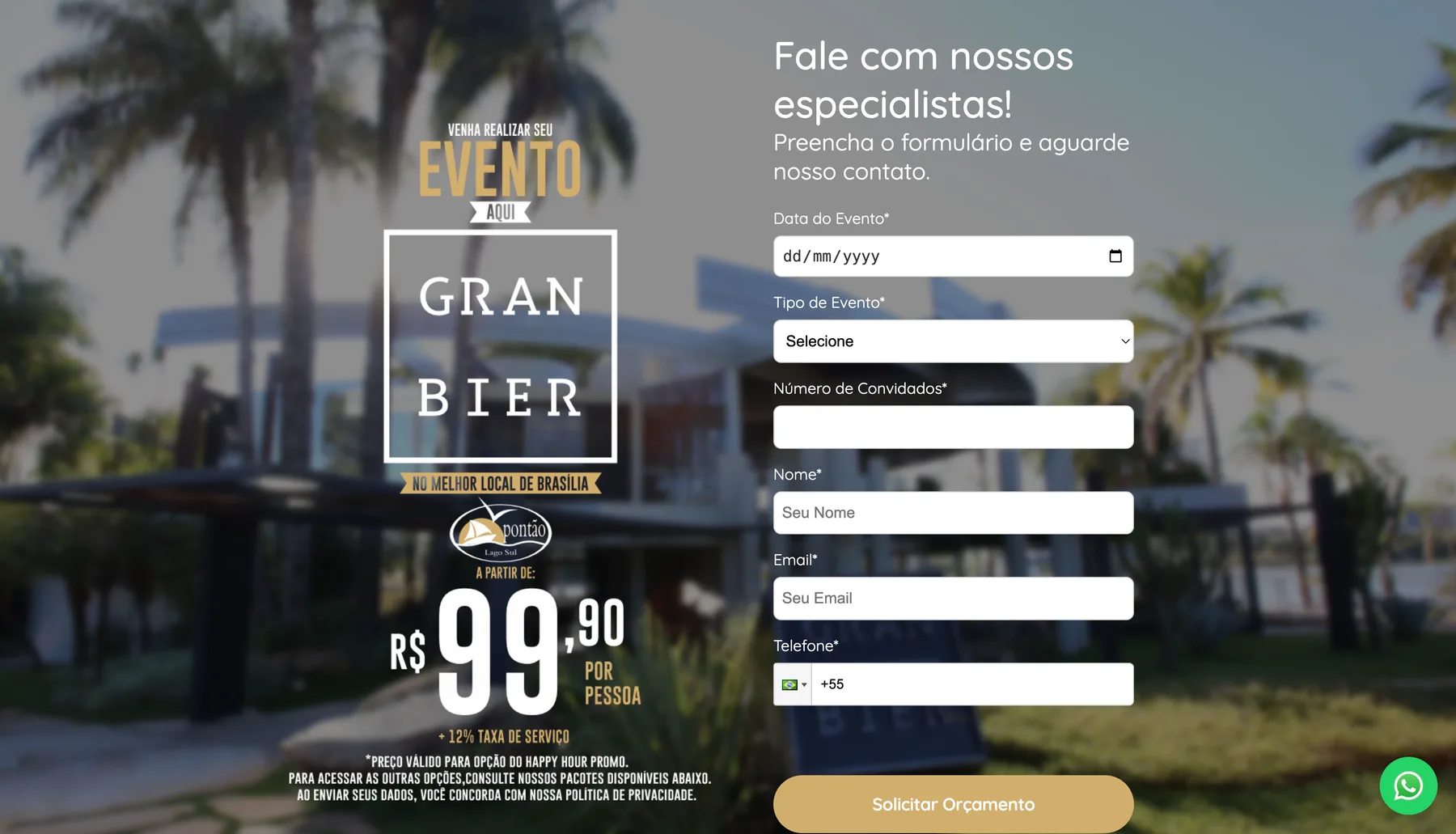 Página inicial do site Gran Bier, criado pelo Nosso Studio
